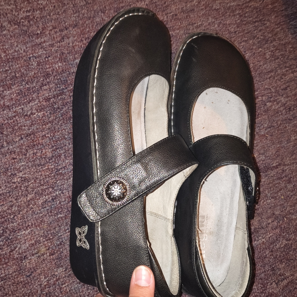 Alegria Black Dress Shoes with Strap